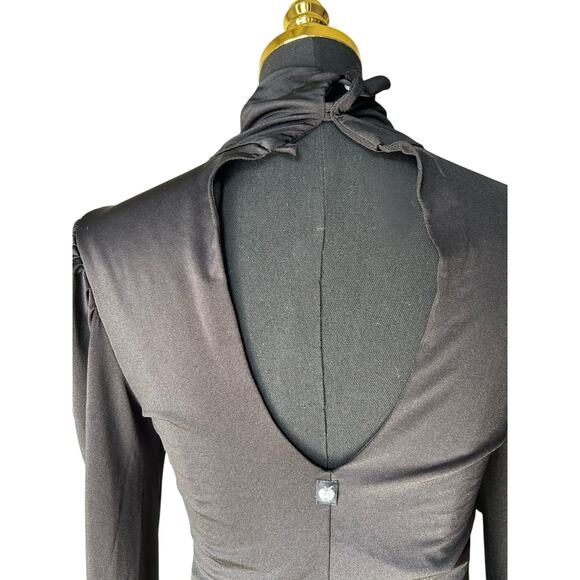 Y2K Apple Bottoms Black Long Sleeve Turtleneck Open Back Mini Dress Size Small - Picture 6 of 6